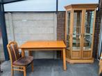 Eettafelset met vitrinekast, Ophalen, Gebruikt, 100 tot 150 cm, Eikenhout