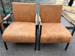 2 Bruine suidelook fauteuils, Huis en Inrichting, Fauteuils, Ophalen, Gebruikt, Minder dan 75 cm, 50 tot 75 cm