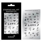 KONAD Square nail art sjablonen 03 met 34 ' LOVE ' nagelfig., Nieuw, Toebehoren, Handen en Nagels, Zilver