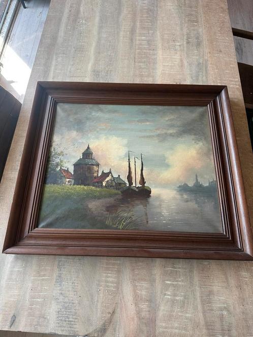 Klassiek havenlandschap schilderij – 20e eeuw vintage charme, Antiek en Kunst, Kunst | Schilderijen | Klassiek, Ophalen of Verzenden