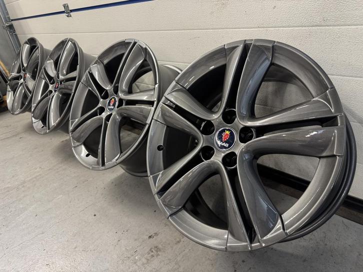 Saab alu 73 Aero 18" velgen antraciet nieuw gecoat, Auto-onderdelen, Banden en Velgen, Velg(en), 18 inch