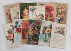 12 x oude kaarten - Gelukkig Nieuwjaar - Bloemen - 1945, Verzamelen, Ansichtkaarten | Themakaarten, Ophalen of Verzenden, 1940 tot 1960