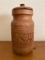 Handwerk houten voorraadpot met deksel, Ophalen of Verzenden, Gebruikt