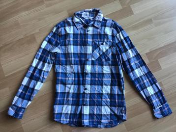 H&M houthakkers blouse maat 164 blauw wit grijs beschikbaar voor biedingen