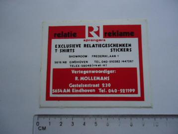 sticker oud Eindhoven Reclame SPRENGERS R Mollemans telex beschikbaar voor biedingen