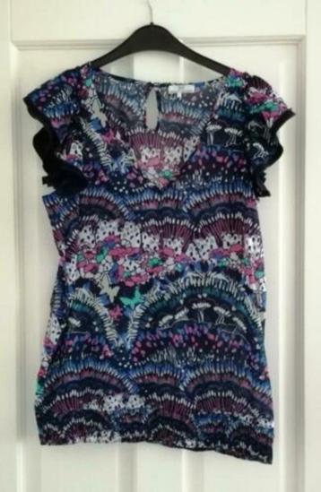 Dept voile shirt / tuniekje in roze blauw zwart mt L 34730 beschikbaar voor biedingen