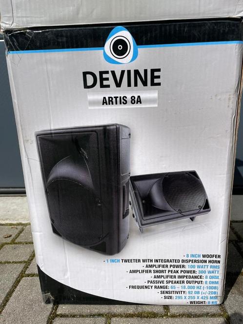 Devine Artis 8A 100 Watt actieve luidspreker ( 6 stuks), Muziek en Instrumenten, Versterkers | Keyboard, Monitor en PA, Zo goed als nieuw