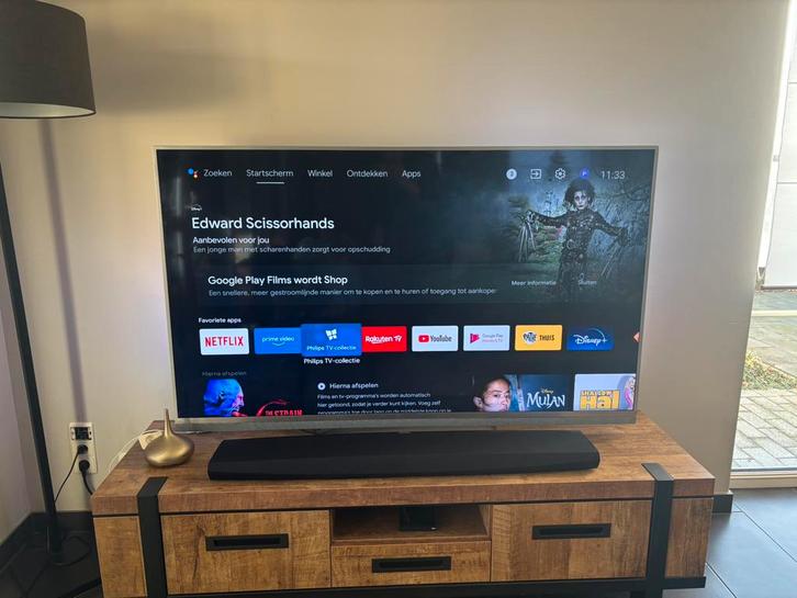 Philips 65 inch Ambilight TV – incl. voet & wandsteun, Huis en Inrichting, Kasten | Televisiemeubels, Gebruikt, Minder dan 100 cm