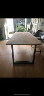 Tafel met eiken blad, Eikenhout, 200 cm of meer, Ophalen of Verzenden, Zo goed als nieuw