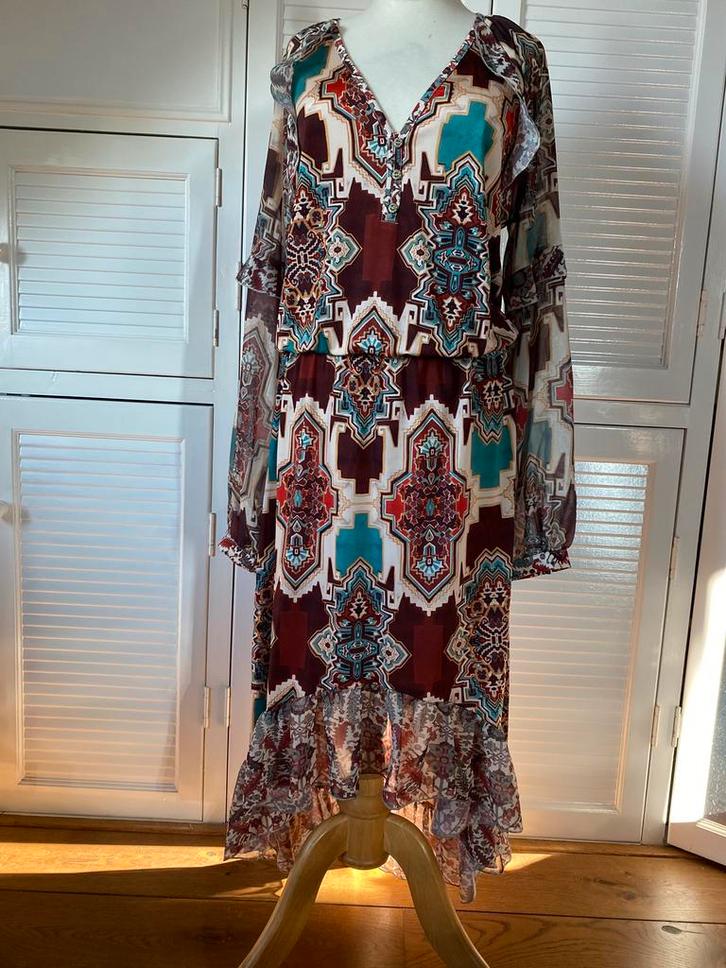 Tessa Koops bruin bewerkte winterjurk m nieuw met kaartje, Kleding | Dames, Jurken, Nieuw, Maat 38/40 (M), Bruin, Onder de knie