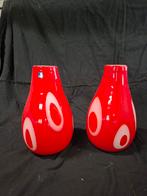 Set van 2 Leonardo vazen - Rood met Witte Accenten, Ophalen of Verzenden, Minder dan 50 cm, Rood, Glas
