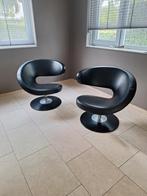 Varier Stokke Peel Club Set - 2 zwart leren design fauteuils, Ophalen, Gebruikt, Leer, Modern