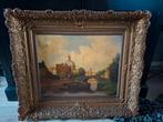 Oude schilderijlijst met stadsgezicht, Antiek en Kunst, Ophalen of Verzenden