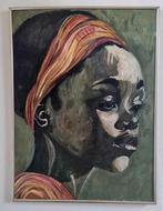 Portret van Vrouw met Hoofddoek - Olieverf op Doek, Antiek en Kunst, Ophalen