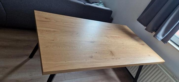 Houten Eettafel met Metalen Poten, Antiek en Kunst, Antiek | Meubels | Tafels, Ophalen