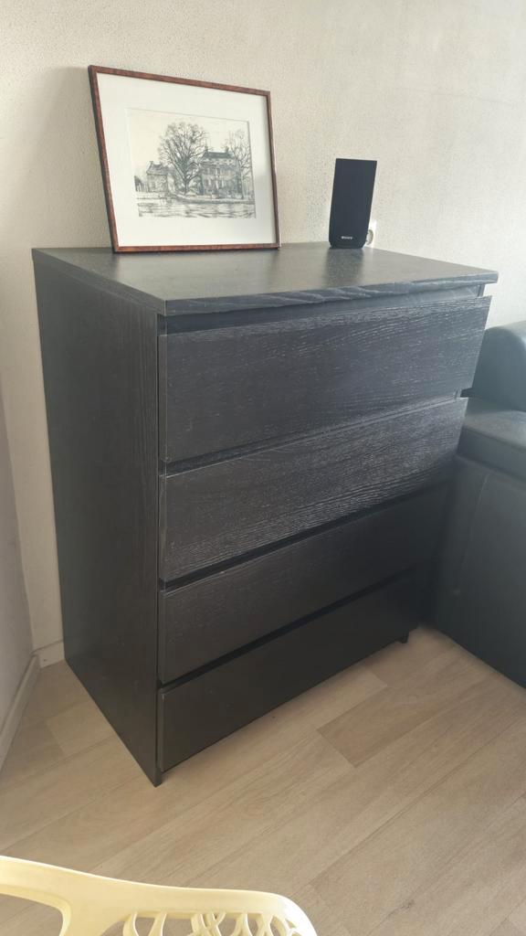 Donkerbruine ladekast, Huis en Inrichting, Kasten | Dressoirs, Gebruikt, 50 tot 100 cm, 50 tot 75 cm, Met lade(s), Overige houtsoorten
