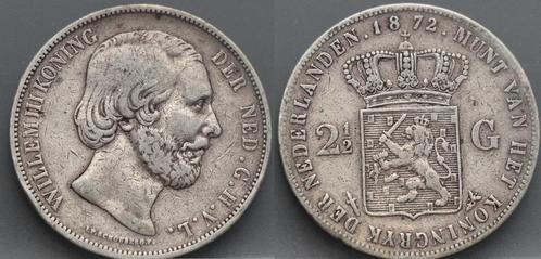 Zilveren rijksdaalder 1872 - 2 1/2 gulden 1872 - Willem 3, Postzegels en Munten, Munten | Nederland, Losse munt, 2½ gulden, Koning Willem III