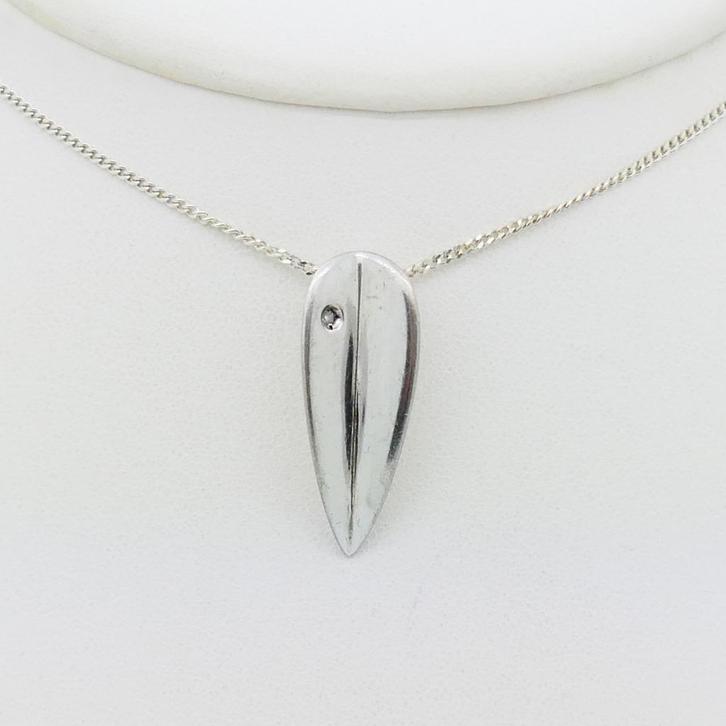 Hot Diamonds - Zilveren hanger met diamant, Sieraden, Tassen en Uiterlijk, Kettingen, Gebruikt, Zilver, Zilver, Met edelsteen