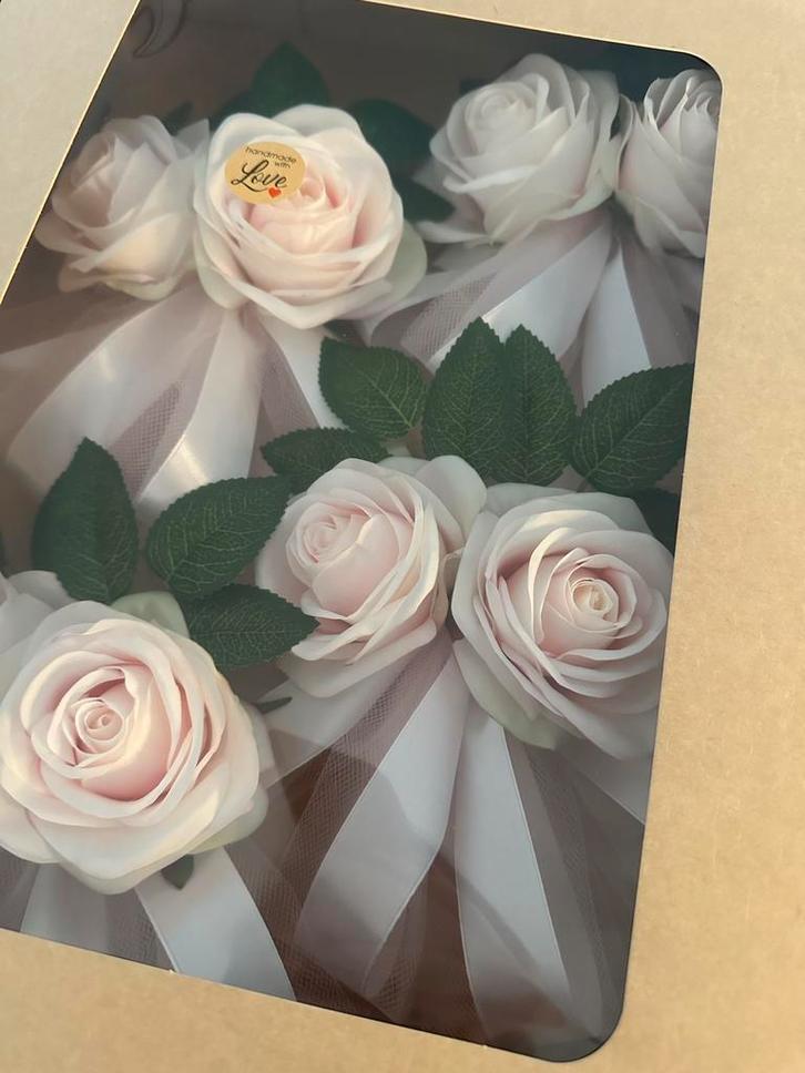 Trouwauto Versiering Rozen Poederroze - 4 stuks, Hobby en Vrije tijd, Feestartikelen, Nieuw, Ophalen of Verzenden