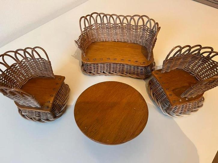 Bankstelletje  poppenhuis vintage, Verzamelen, Poppenhuizen en Toebehoren, Gebruikt, Poppenhuis, Ophalen of Verzenden