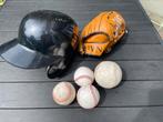 Honkbalset met helm, handschoenen en ballen., Ophalen of Verzenden, Gebruikt, Handschoen