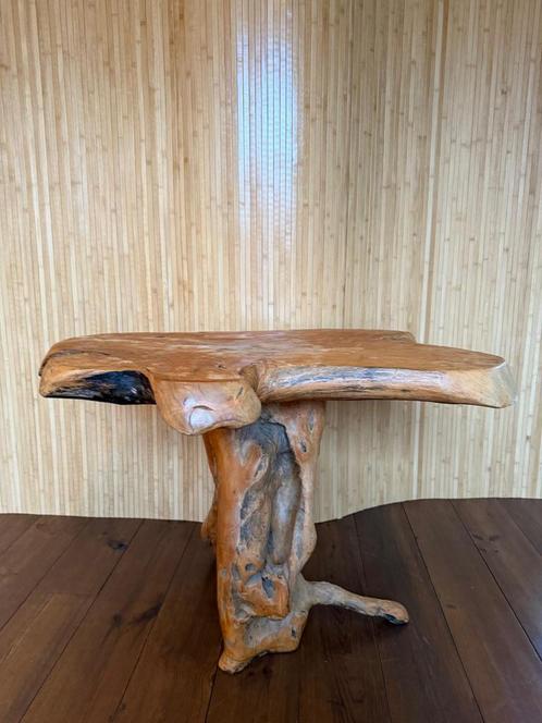 Vintage Wabi-Sabi massief houten tafel / sidetable, Antiek en Kunst, Antiek | Meubels | Tafels, Ophalen