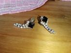 Strass Oorbellen Clips - Vintage Look, Overige materialen, Zwart, Ophalen of Verzenden, Met strass