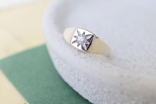 14K Gouden Desiree Ring met Diamant, Sieraden, Tassen en Uiterlijk, Ringen, Zo goed als nieuw, Dame, 19 tot 20, Goud, Goud, Met edelsteen