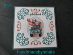 Nr. 567 Handgemaakte geborduurde felicitatiekaart, Ophalen of Verzenden, Nieuw, Overige thema's