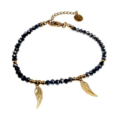 16cm tot 19cm Armband Dames Verguld RVS Donkergrijsblauw, Sieraden, Tassen en Uiterlijk, Armbanden, Nieuw, Staal, Goud, Met bedels of kralen