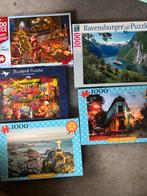 Set puzzels divers kerst landen bloemen 5x 1000 stukjes, Ophalen of Verzenden, 500 t/m 1500 stukjes, Zo goed als nieuw, Legpuzzel