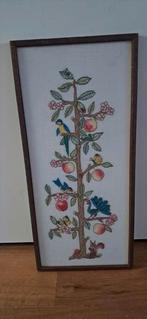 Geborduurde Vruchtboom met Vogels:, Antiek en Kunst, Ophalen of Verzenden