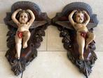 Set van 2 zeldzame putti houten engelen, Ophalen