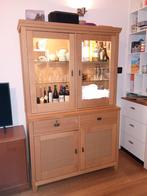 Buffetkast / vitrine kast 205 x 126 cm lichte kleur hout, Ophalen, Gebruikt, 100 tot 150 cm, 200 cm of meer