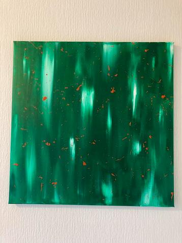 Abstract groen schilderij (50x50) beschikbaar voor biedingen