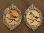 Vintage Borduurwerk Vogel Ornamenten Set, Antiek en Kunst, Verzenden