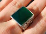 Vanoli 925 zilveren heren ring met groene agaat maat 20,5, Sieraden, Tassen en Uiterlijk, Ringen, Vanoli, 20 of groter, Amsterdam