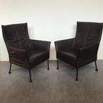 2 Montis Charly design fauteuils modern bruin leer, Huis en Inrichting, Fauteuils, Ophalen, Gebruikt, Nvt, Nvt