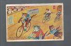 3173 Oude kaart poes poezen kat katten fietsen wielrennen, Verzamelen, Gelopen, Verzenden, Hond of Kat
