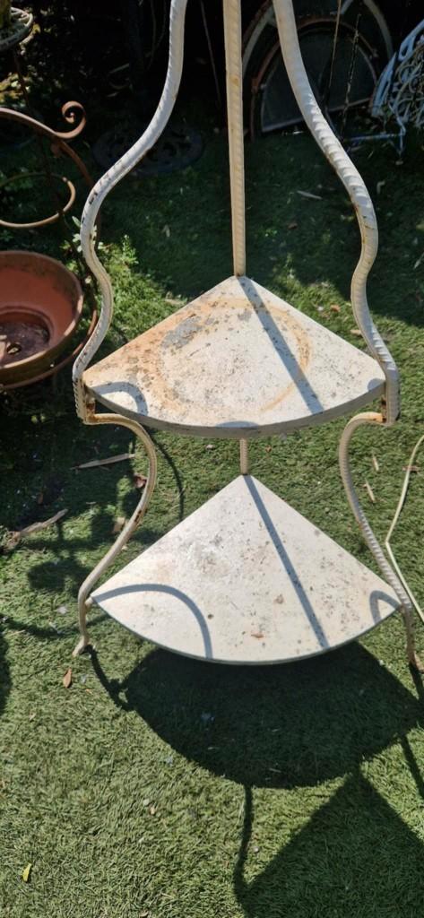 Kwartronde smeedijzeren hoeketagère (brocante), Tuin en Terras, Tuinwanddecoratie, Gebruikt, Ophalen