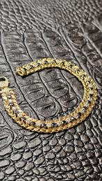Prachtige 14k gouden armband met onyx en zirkonia steen, Sieraden, Tassen en Uiterlijk, Ophalen of Verzenden, Nieuw, Goud, Goud