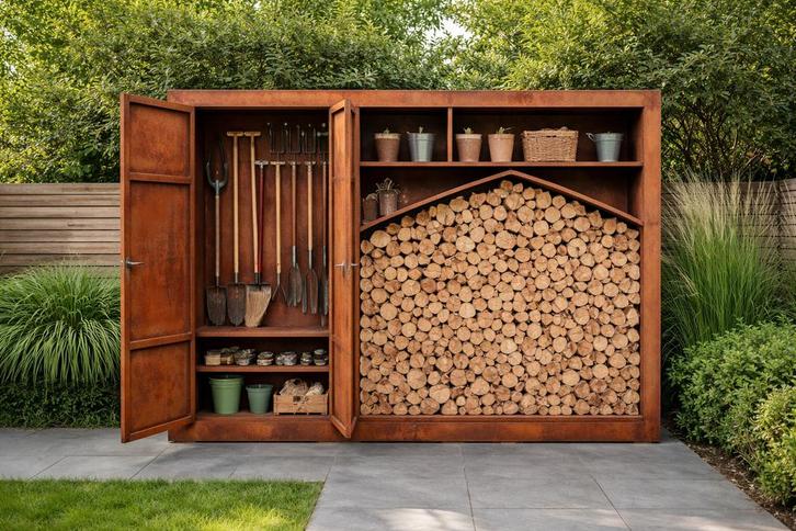 Cortenstaal tuinkast, Tuin en Terras, Bergingen en Tuinkasten, Nieuw, Overige typen, Metaal, Ophalen of Verzenden