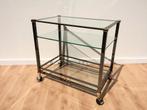 80s Serveerwagen * Vintage Hollywood Regency * Roltafel, Huis en Inrichting, Tafels | Bijzettafels, 45 tot 60 cm, Metaal of Aluminium