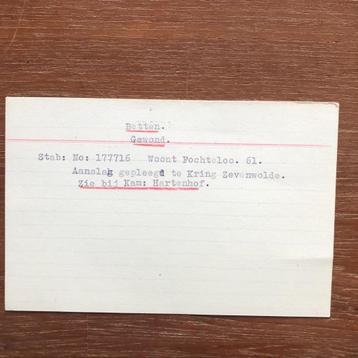 NSB Ledenkaart van een kameraad die op 12 mei 1944 beschikbaar voor biedingen