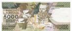 Portugal, 5000 Escudos, 1989, XF, p183, Postzegels en Munten, Bankbiljetten | Europa | Niet-Eurobiljetten, Los biljet, Ophalen of Verzenden