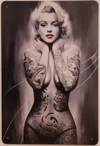 Marilyn Monroe tattoos zwart wit reclamebord van metaal deco, Info@deconoord.nl, Deco Noord, Nieuw, Ophalen of Verzenden