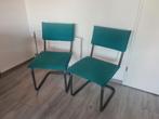 Turquoise eetkamerstoelen, 2 stuks, Huis en Inrichting, Stoelen, Ophalen, Gebruikt, Blauw, Stof