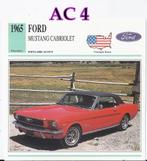 Ac4 autokaart ford mustang cabriolet ( 1965 ), Verzamelen, Ophalen of Verzenden, Zo goed als nieuw, Auto's
