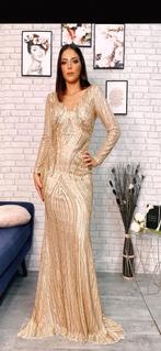Goudkleurige elegante avondjurk Maat XL, Galajurk, Verzenden, Beige, Maat 46/48 (XL) of groter