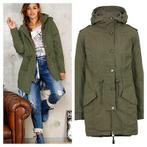 Khaki parka met los voeringvest lekker lang en warm maat M, Verzenden, Zo goed als nieuw, Maat 38/40 (M), Groen